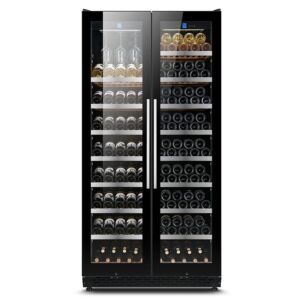 Lcepath beverage and wine cabinet, built-in built-in dual zone beer refrigerator, adjustable double door with digital thermostat, home, office, bar (B)