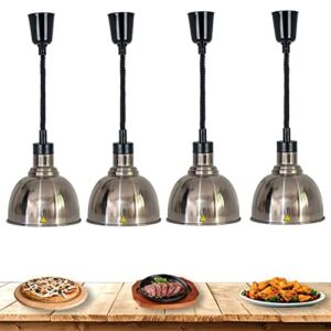 4 pcs Commercial Food Heat Lamp Hanging Adjustable Food Warmer to Keep The Food Fresh and Delicious for Buffet, Ideal for Steak, Pizza and Chicken
