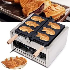 3Pcs Fish Shaped Waffle Machine, 110V Commercial Electric Taiyaki Waffle Maker, Nonstick Fish Shaped Cake Maker Stainless Steel for Bakeries Snack Bar Family