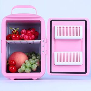 JJGBWY Portable Refrigerator 4L Mini Fridge Cooler & Warmer | AC+DC Power – 12v, Portable and Quiet, for Home, Bedroom, Car, Holiday, Food Drinks Makeup (Pink),Car use