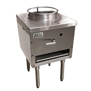 NSF Chinese Wok Range One Burner Hole Chamber, Customize 13″ wok ring, Commercial Cook, use Propane or Natural Gas for Restaurant Total 120000 BTU, Stainless Steel 18ins