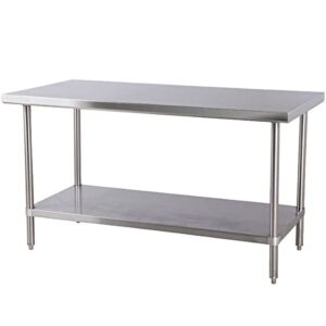 24″ x 60″ 16-Gauge 304 Stainless Steel Commercial Work Table with Undershelf. Kitchen Table Work Table Stainless Steel Table Table for Kitchen Metal Table