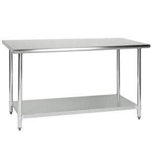 30″ x 60″ 18 Gauge 430 Stainless Steel Work Table with Undershelf. Kitchen Table Work Table Stainless Steel Table Table for Kitchen Metal Table