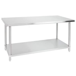 30″ x 60″ 16-Gauge 304 Stainless Steel Commercial Work Table with Undershelf. Kitchen Table Work Table Stainless Steel Table Table for Kitchen Metal Table
