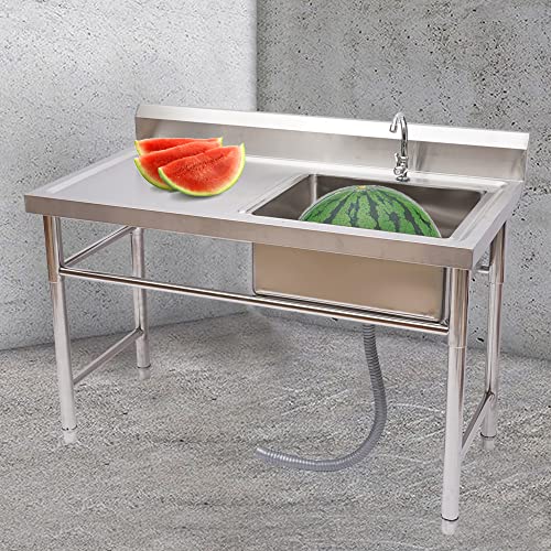 DYRABREST 1 Compartment Commercial Kitchen Sink Restaurant Sink Utility Sink Drain Board Kitchen Prep & Utility Sink with Drainboard | The Storepaperoomates Retail Market - Fast Affordable Shopping