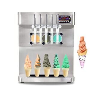 Countertop ETL Commercial Soft Serve Ice Cream Maker, 3+2 Mixed Flavors Gelato Ice Cream Yogurt Machine, High Production Frozen Treat Maker with 5 Different Shapes of Mold&Transparent Discharge Door
