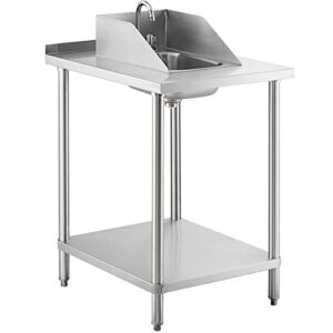 24″ x 30″ 18 Gauge Type 304 Stainless Steel Filler Table with Drop-in Sink and Faucet. Kitchen Table Work Table Stainless Steel Table Table for Kitchen Metal Table