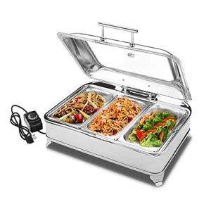 Electric Food Warmer for Party Buffet, Commercial Hot Pot Buffet Set, Rectangular Chafer Buffet Set, 9 Liters, Adjustable Temperature(Size:gn 1/3)