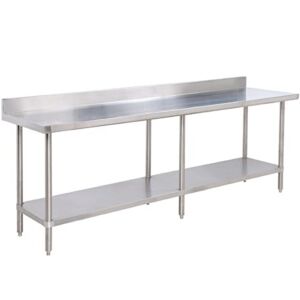 24″ x 96″ 14 Gauge Stainless Steel Commercial Work Table with 4″ Backsplash and Undershelf. Kitchen Table Work Table Stainless Steel Table Table for Kitchen Metal Table