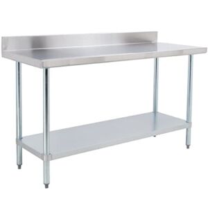 30″ x 72″ 18-Gauge 304 Stainless Steel Commercial Work Table with 4″ Backsplash and Galvanized Undershelf. Kitchen Table Work Table Stainless Steel Table Table for Kitchen Metal Table