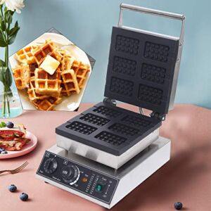 Waffle Maker 6pcs Commercial Waffles Maker 1500W 110V Nonstick Electric Waffle Maker Machine Stainless Steel Mould with Teflon Coating Great Choice for Restaurants, Bakeries