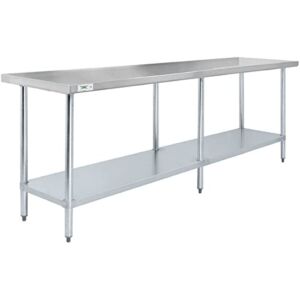 24″ x 96″ 18-Gauge 304 Stainless Steel Commercial Work Table with Galvanized Legs and Undershelf. Kitchen Table Work Table Stainless Steel Table Table for Kitchen Metal Table