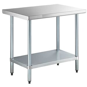 24″ x 36″ 18-Gauge 304 Stainless Steel Commercial Work Table with Galvanized Legs and Undershelf. Kitchen Table Work Table Stainless Steel Table Table for Kitchen Metal Table