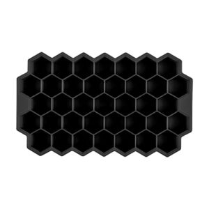 Ice Cube Trays 37 Cavity Honeycomb Silicone Ice Cube Mold Reusable Silicone Ice Cube Tray for Summer Whiskey Cocktail Without Cover (Color : Black)