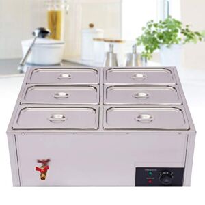 Stainless Steel Electric Food Warmer Buffet Dinner and Banquet Food Warmer Includes 6 Pots and 6 Lids Thermostatic Control Suitable for Party Entertainment and Vacation