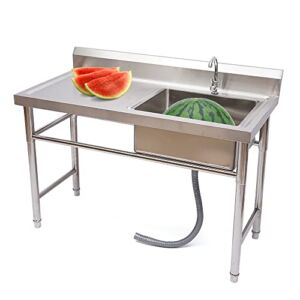 Commercial Stainless Steel 1 Compartment Kitchen Sink Basket Restaurant Sink Utility Sink Drain Board