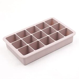 Ice Cube Trays Big Grid Silicone Ice Cube Mold Ice Cube Maker Flexible Silicone Ice Cube Tray with Lid Kitchen Gadgets and Accessories (Color : 15 Grid Pink, Size : No Lid)