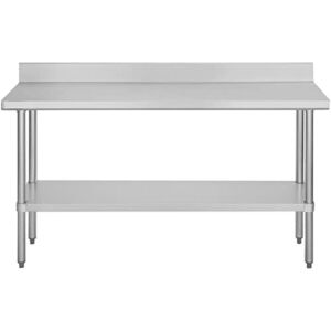 18″ x 60″ 18-Gauge 304 Stainless Steel Commercial Work Table with 4″ Backsplash and Galvanized Undershelf. Kitchen Table Work Table Stainless Steel Table Table for Kitchen Metal Table