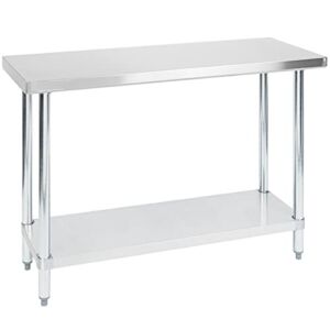 18″ x 48″ 18-Gauge 304 Stainless Steel Commercial Work Table with Galvanized Legs and Undershelf. Kitchen Table Work Table Stainless Steel Table Table for Kitchen Metal Table