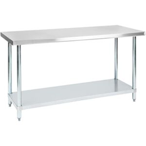 24″ x 60″ 18-Gauge 304 Stainless Steel Commercial Work Table with Galvanized Legs and Undershelf. Kitchen Table Work Table Stainless Steel Table Table for Kitchen Metal Table