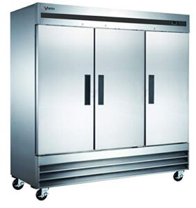 Vortex Refrigeration Freezer 3 Solid Door Commercial Stainless Steel – 72 Cu. Ft. High Performance!