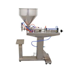 INTSUPERMAI Pneumatic Paste Liquid Filling Machine 10-100ml with Stand Horizontal Liquid and Paste Bottle Filling Machine for Coffee Water Toothpaste Cream Oil Chilli Sauce 110V