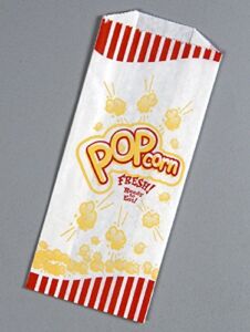 1# Popcorn Bag, Printed Popcorn Design, 3-1/2″x2″x8″ Size, 1000 Bags Per Case, Brown Paper Goods # 510