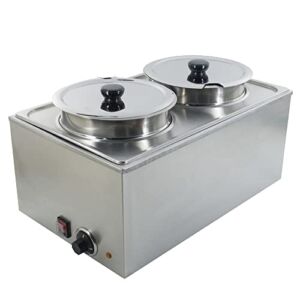CMI Commercial Stainless Steel Bain Marie, Electric Countertop Food Warmer ,Buffet Food Warmer Steam Table for Catering and Restaurants,2 Round Pots (2X8Liter),120V, 1200W, Silver, ZCK165B