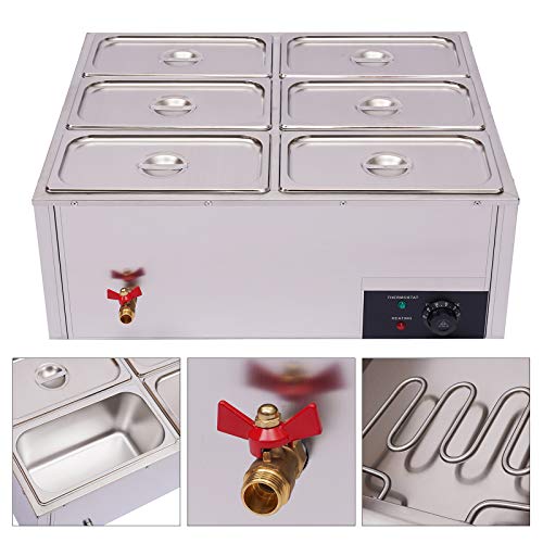 Electric Food Warmer,850W Stainless Steel Commercial Food Warmer 110V 6 Pot Bain Marie Steam Table Steamer Restaurant Equipment with Lid for Catering Restaurants | The Storepaperoomates Retail Market - Fast Affordable Shopping