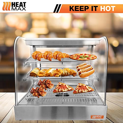 HeatMax 251823 Commercial Electric Stainless & Curved Glass Food Warmer Display Case for Pizza, Chicken, Burgers, Patties, Empanadas or Any Hot Food | The Storepaperoomates Retail Market - Fast Affordable Shopping