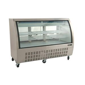 PEAKCOLD Stainless Steel Curved Glass Deli Case; Meat or Seafood Display Showcase; 64″ W