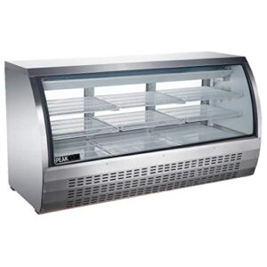 Peak Cold Curved Glass Refrigerated Deli Case – Meat or Seafood Display Showcase, Stainless Steel; 82″ Wide