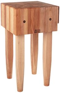 John Boos PCA1 Maple Wood End Grain Solid Butcher Block with Side Knife Slot, 18 Inches x 18 Inches x 10 Inch Top, 34 Inches Tall, Natural Maple Legs
