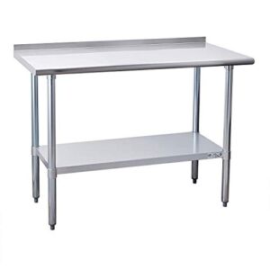 Hally Sinks & Tables H Stainless Steel Table for Prep & Work 24 x 48 Inches, NSF Commercial Heavy Duty Table with Undershelf and Backsplash for Restaurant, Home and Hotel