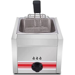 ZCM-JSD Gas Deep Fryer Commercial Frying Pan,Commercial Deep Fryer with Basket and Cover, for Commercial Restaurant Family, Easy to Clean,10L