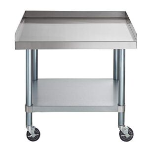 KPS Stainless Steel Rolling Working Equipment Grill Table Stand 30 x 30 with Wheels