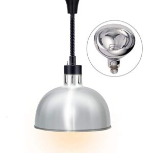 JIAWANSHUN Food Heat Lamp Food Warmer Lamp 60-180mm φ290mm 250W Bulb Commercial Food Warmer Retractable Heat Lamps Catering Food Warmers Restaurant Supplies or Home Food Service(Silver) 110V