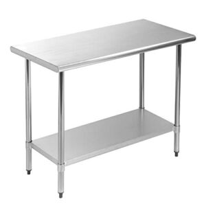 Commercial Metal Kitchen Work Table with Adjustable Table Foot Antirust Scratch Resistent Stainless Steel Work Table,24 X 36Inchs