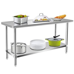 Commercial Kitchen Prep & Work Table, KITMA Stainless Steel Food Prep Table, 60 x 24 Inches,NSF