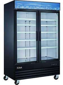 Xiltek Double Door Upright Commercial Display Freezer – Large Capacity Glass Door Merchandiser Freezer 45 CU Ft.