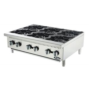 Atosa USA ATHP-36-6 Heavy Duty Stainless Steel 36-Inch Six Burner Hotplate – Natural Gas