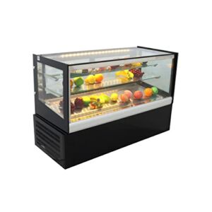 INTSUPERMAI Glass Bakery Display Case 47″ Countertop Refrigerated Cake Showcase Bakery Cabinet Display Refrigerators Cake Showcase Right Angle Back Door LED Lighting 220V Automatic Defrost