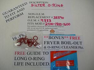 16 Pk. OF FILTER O-RING FITS BROASTER MOD. 1600 1800 2400 (With FREE Fryer Boil Out O-Ring Cleaner Pkt.) F.D.A. FOODSERVICE GRADE.