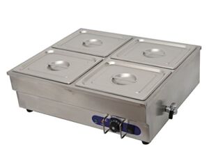 Techtongda 4-Pan Counter Top Warmer Bain-Marie Buffet Food Warmer 110V 1500W