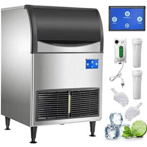 VEVOR Commercial Ice Maker Machine, WiFi Control 177LBS/24H 121LBS Large Storage Ice Machine with Upgraded LCD Panel, SECOP Compressor, Air-Cooled, Include 2 Water Filters, Water Drain Pump, 2 Scoops