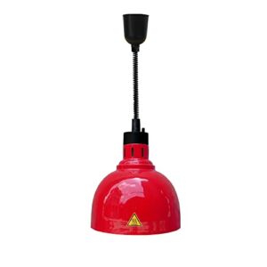 Hanging Food Heat Lamp Overhead Food Warmer Hot Food Warming Lamps with 250W Light Bulb (Dia24CM(Red))