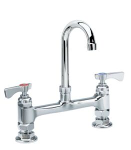 Krowne Royal Series 8″ Center Raised Deck Mount Faucet, 8-1/2″ Gooseneck Spout, 15-802L