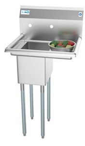 KoolMore 1 Compartment Stainless Steel Commercial Kitchen Prep & Utility Sink with Drainboard – Bowl Size 10″ x 14″ X 10″