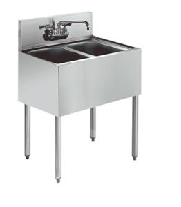 Stainless Steel Two Compartment Under Bar Sink with Faucet 24 x 18