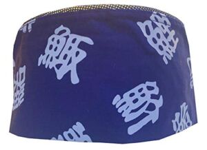 Blue Chinese Letters Mesh Top Chef Hat- Adjustable. One Size Fit Most.